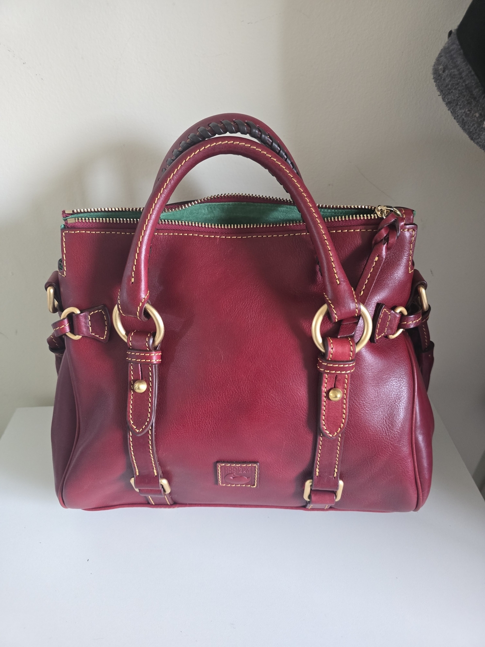 Dooney And Burke Women's Red Leather Satchel Handbag